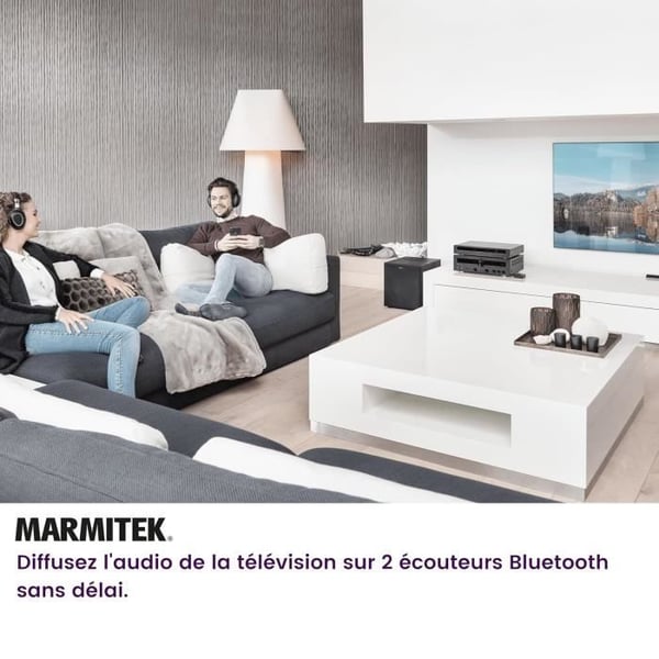 Ljudöverförare Bluetooth - Marmitek - BoomBoom 55 HD - aptX Låg latens - 2 Hörlurar - Trådlös