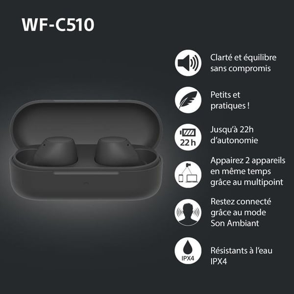 Sony WF C510 Bluetooth trådløse hovedtelefoner Sort