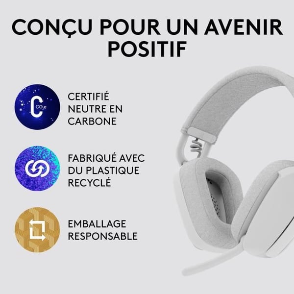 Hörlurar - Trådlösa - Logitech - Zone Vibe 100 - Bluetooth - Störningsskydd - Vit