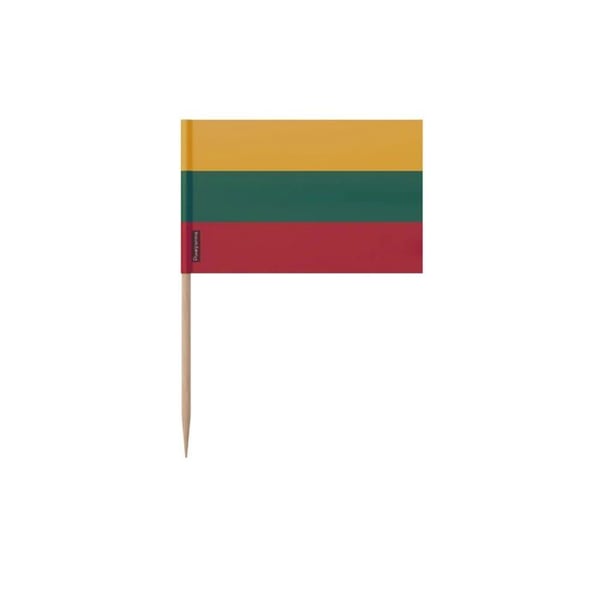 Tandpetare Litauens flagga - 8 cm - 100 stycken - Fästplast - Bambusticka - Pixelforma