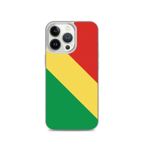 Telefonfodral – Flagga för Kongo-republiken – Kompatibel med iPhone 13 Pro – Flexibelt fodral – Stöttålig och stötresistent – Pixelforma