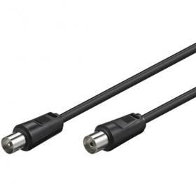 Antennkabel hane-hona 75 ohm svart, 2,5m
