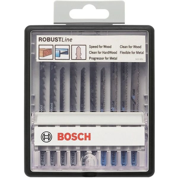 Sägsågsblad - BOSCH - Robust Line - Set med 10 stycken - T-format infästning - Trä och metall