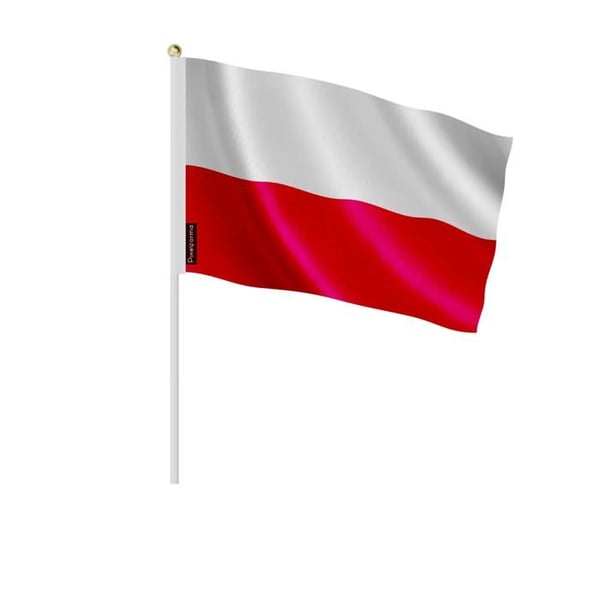 Mini Polska Flagga – 14 x 21 cm – Att Hålla i Handen – Polyester – 1 styck – Pixelforma