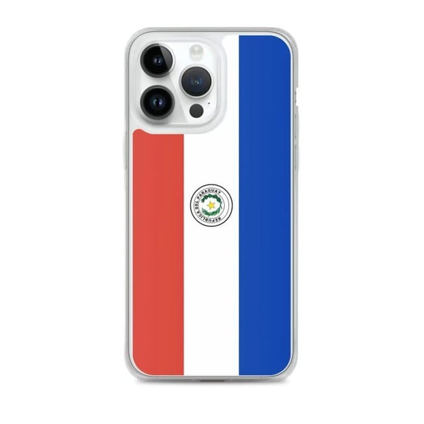 Telefonfodral – Paraguayflagga – Kompatibel med iPhone 14 Pro Max – Mjuk fodral – Motståndskraftig och stötabsorberande – Silikon – Pixelforma