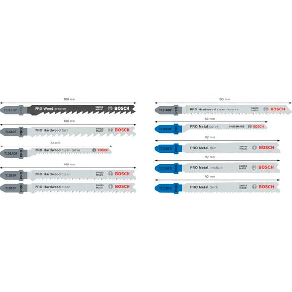 Sägsågsblad - BOSCH - Robust Line - Set med 10 stycken - T-format infästning - Trä och metall