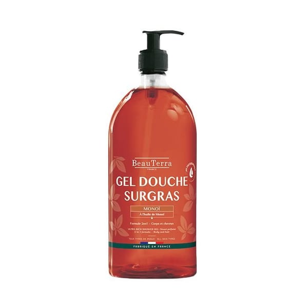 Gel Dusch Surgras - BeauTerra - Monoï - 1L - Utan Parabener - För Mjuk Hud