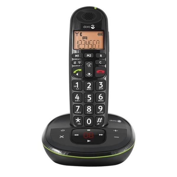 Senior DECT fast telefon med telefonsvarare PhoneEasy 105wr Doro Black