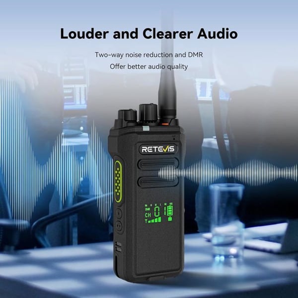 Retevis NR30D DMR Talkie Walkie Digital, Tvåvägsradio Lång Räckvidd, AI Bullerdämpning, IP67, Hög Effekt, 2800mAh