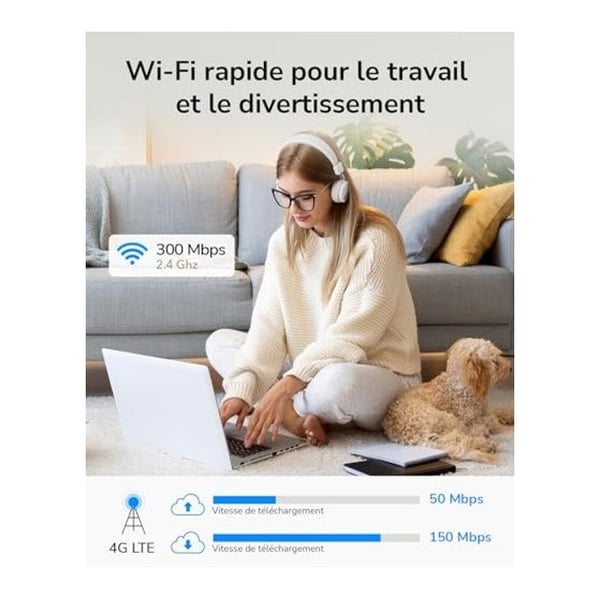 4G LTE-router - CUDY - LT300 - 300 Mbps - MU-MIMO - Kompatibel med alla operatörer