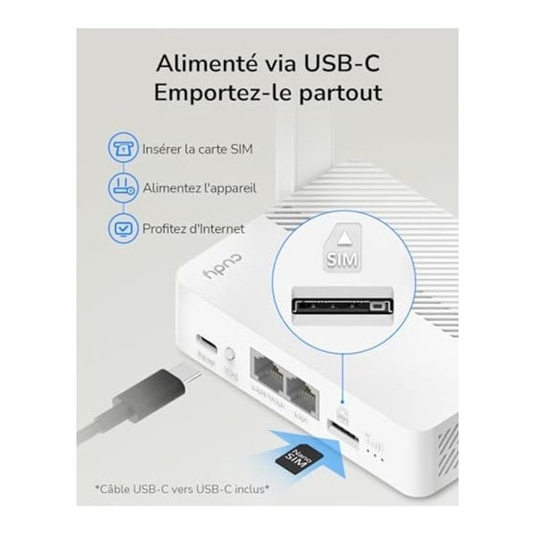 4G LTE-router - CUDY - LT300 - 300 Mbps - MU-MIMO - Kompatibel med alla operatörer