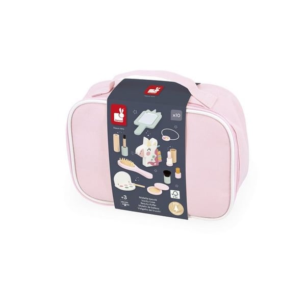 Imitationsleksak - JANOD - Skönhetsväska Unicorn - 10 träaccessoarer - 3 år och äldre - Rosa