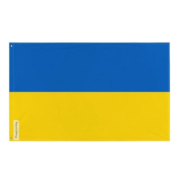 Ukrainska flaggan – 60 x 90 cm – Hållbar polyester – 2 metallöljett – Inomhus / Utomhus – Pixelforma