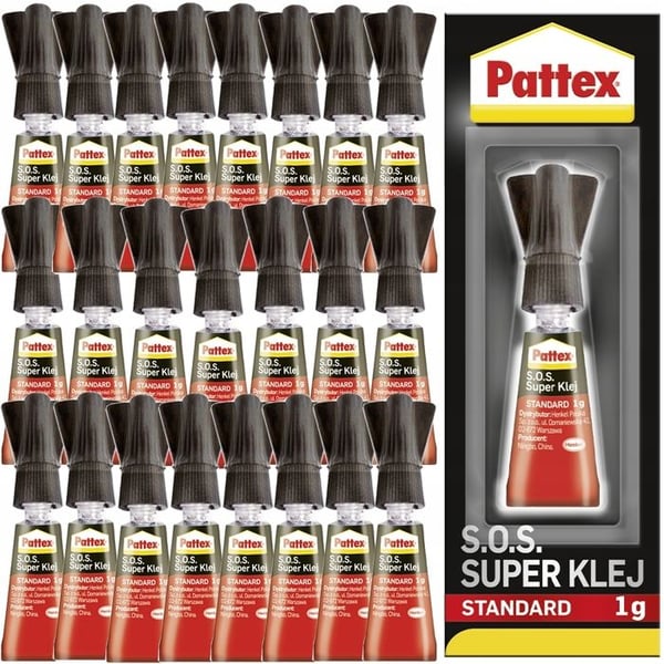 Snabbt lim - Pattex - SOS Standard - Transparentt, vattentätt, cyanoakrylat fleranvändning 24x1g