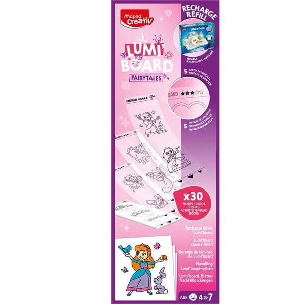 Genopladeligt Eventyr til Lumi'Board – Maped Creativ – 30 aktivitetsark til lys tegne maskine