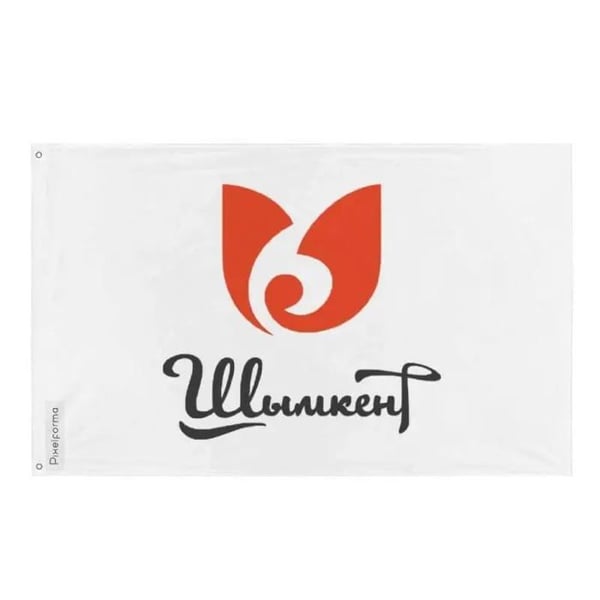 Chymkent Flagga – 64 x 96 cm – Hållbar Polyester – 2 Metallöglor – Inomhus / Utomhus – Pixelforma