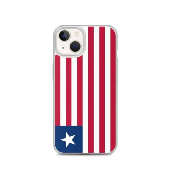Telefonfodral – Liberias flagga – Kompatibel med iPhone 13 – Mjukt fodral – Slitstarkt och stötbeständigt - Silikon - Pixelforma