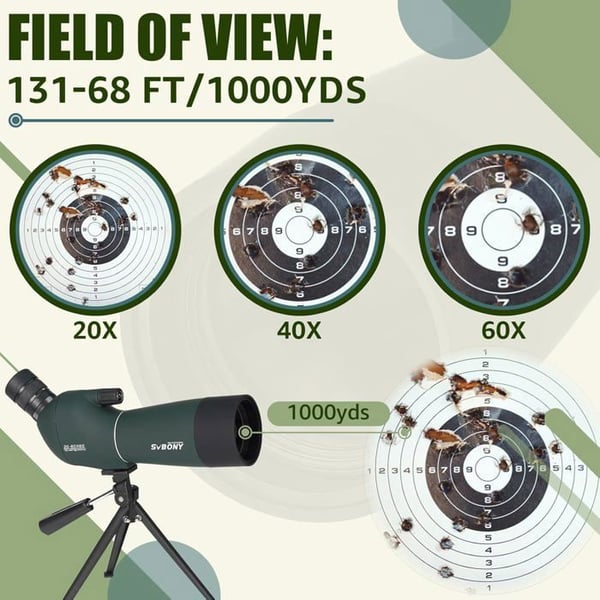 Svbony SV28 PLUS Kikkertsikte med Stativ, 20-60x60mm BAK4 FMC Vanntett og Duggfri, til Fugletitting, Bueskyting