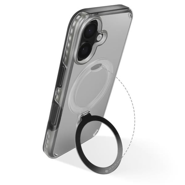 Coque MagSafe för iPhone 16 Plus Stöttålig med Fällbart Stöd Svart