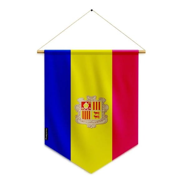 Fanion – Andorra flagga – 30 x 45 cm – Polyester – Att hänga – Pixelforma