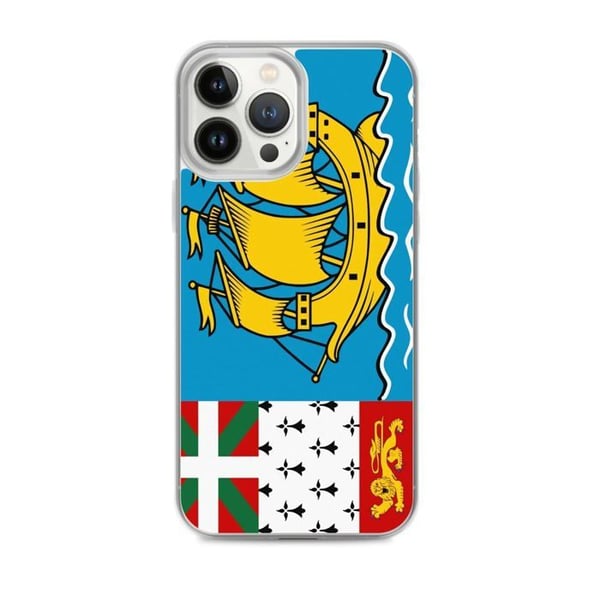 Mobilskal – Flagga Saint-Pierre-et-Miquelon – Kompatibel med iPhone 13 Pro Max – Mjuk etui – Slitstark och stötabsorberande – Pixelforma