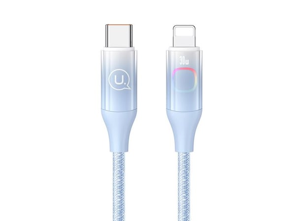 30W Typ-C till Lightning laddkabel 1.2m Display XM med blå LED-bakgrundsbelysning