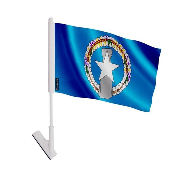 Självhäftande flagga Norra Marianerna – 14 x 21 cm – Mjuk polyester – Lätt att klistra – 1 styck – Pixelforma