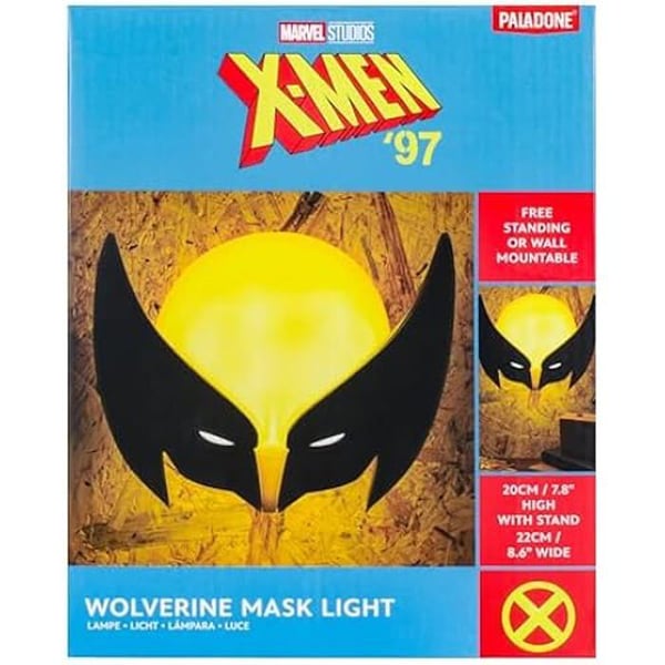 Wolverine Maske Lampe - PALADONE - Vægdekoration - USB Strøm - 21,5 cm - Officiel Marvel Produkt