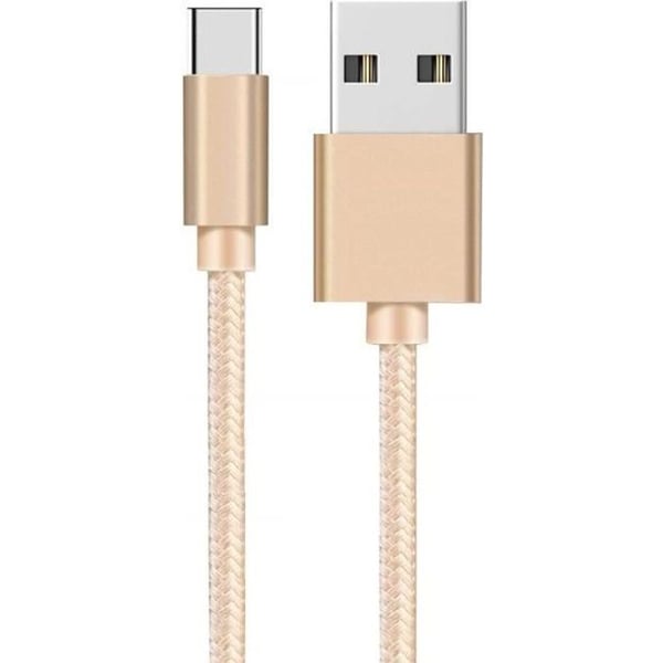 Kabel för ONEPLUS 7 PRO - 7 - 6T - 6 - 5T - 5 - 3T - 3 - USB-C Laddkabel Nylon Flätad Guld [Phonillico®]