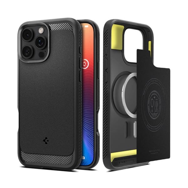 Spigen Rugged Armor Mag MagSafe cover til iPhone 16 Pro (mat sort)