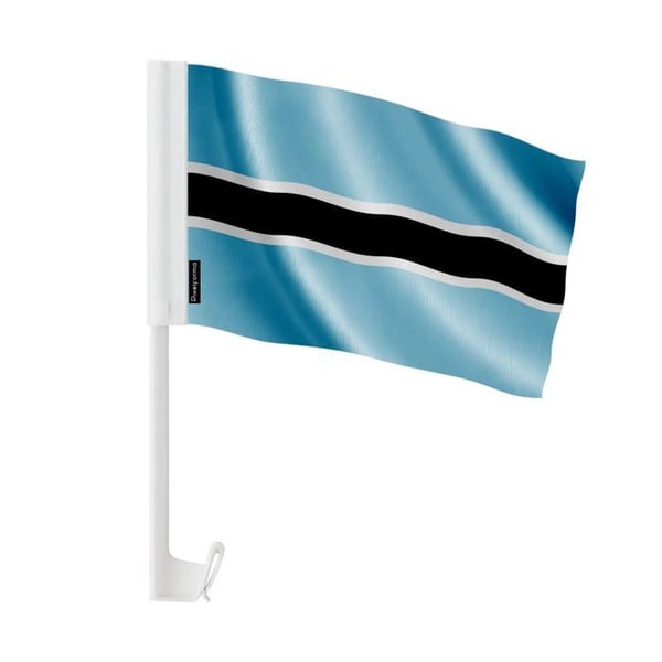 Botswana Bilflagga – 14 x 21 cm – Polyester Tyg – Fäste på Fönster – 10 stycken – Pixelforma