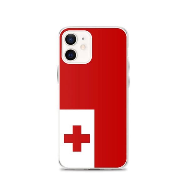 Telefonfodral – Tonga-flagga – Kompatibel med iPhone 12 – Mjukt fodral – Hållbart och stötavvisande - Silikon - Pixelforma