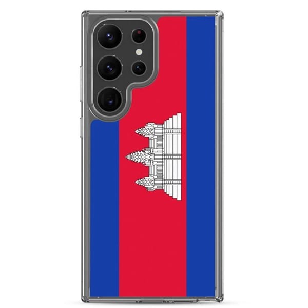 Mobilskal – Kambodjas flagga – Kompatibel med Samsung Galaxy S21 Ultra – Mjukt fodral – Slitstarkt och stöttåligt – Pixelforma