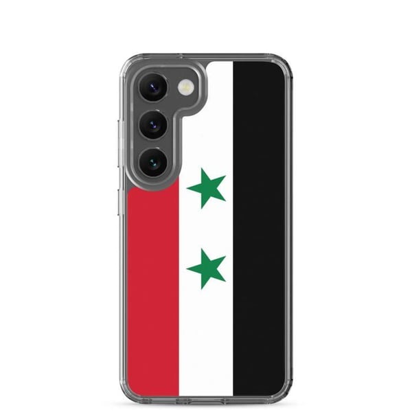 Telefonens fodral – Syriens flagga – Kompatibel med Samsung Galaxy S23 Plus – Mjuketui – Slitstark och stöttålig – Pixelforma