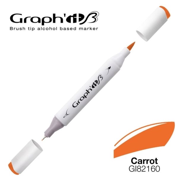 Alkoholpenna - GRAPH'IT - Graph'It Brush Marker - Färg Morot - Extra fin spets 0.5 mm - Oföränderlig