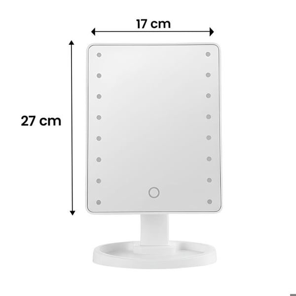 LED Sminkspegel på Stativ med Touch och 360° Rotering Vit
