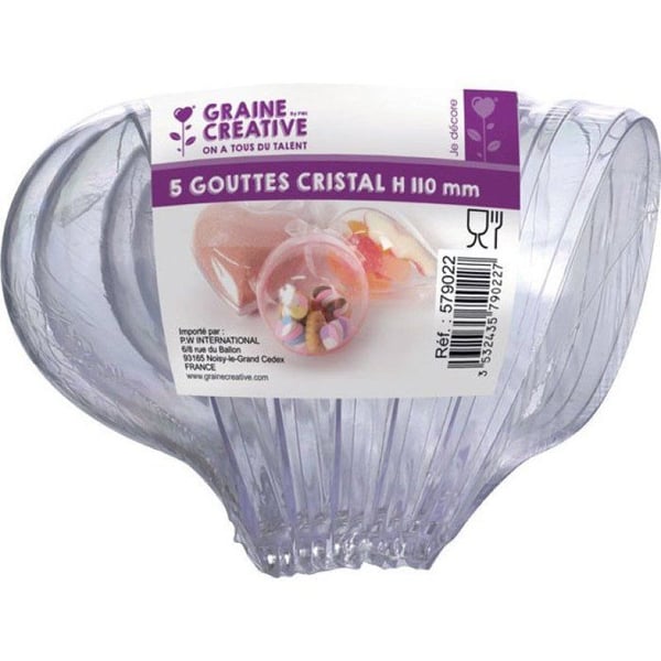 Dekorativ boll - Set om 5 - Kristallplast - 11 cm - Transparent - Matkontakt