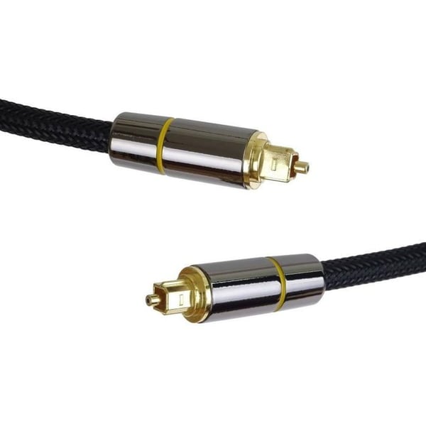 PremiumCord optisk lydkabel Toslink, OD:7mm, guld-metal design nylon 3m