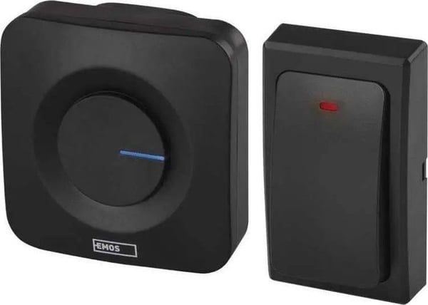 Trådlös dörrklocka - EMOS - P5729B - Batterifri knapp - Volym 80-90 dB - Svart färg