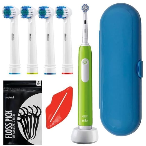 Elektrisk tandborste - Oral B - Junior från 6 år och uppåt - 3 lägen - reseetui - 5 borsthuvuden ingår