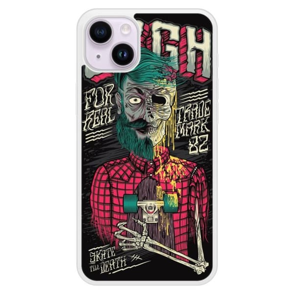 Förstärkt silikonskal med tryck kompatibel med Apple iPhone 15 Plus Skull Urgh