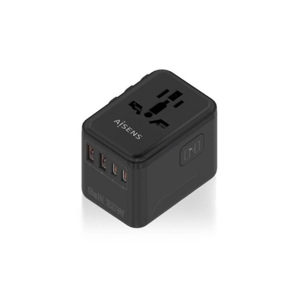 Reseadapter - AISENS - Universell - 4 typer av kontaktdon - 2 USB-A och USB-C portar - 25W Reseadapter - AISENS - Universell - 4 typer av kontaktdon - 2 USB-A och USB-C portar - 25W