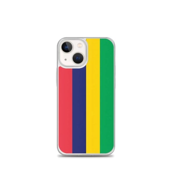 Telefonfodral – Flagga Mauritius – Kompatibel med iPhone 13 mini – Mjuk Fodral – Slitstark och Stötsäker – Silikon – Pixelforma