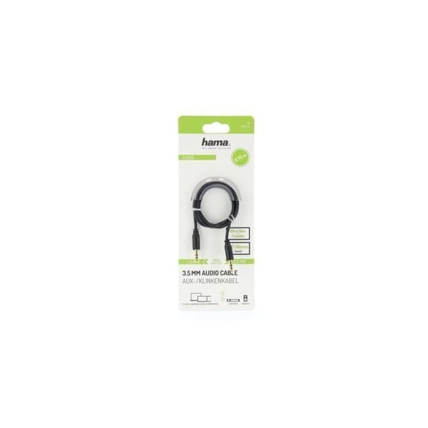 Ljudkabel - Flexi-Slim - 3,5 mm - Guldpläterad - 0,75 m - Svart
