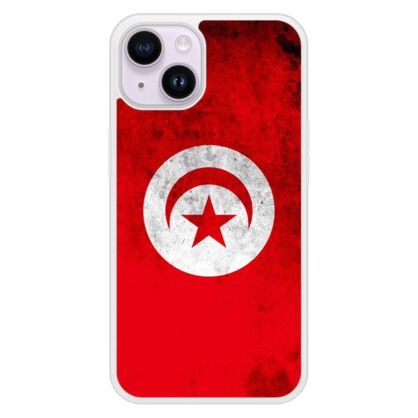 Siliconförstärkt skal med tryck kompatibelt med Apple iPhone 14 Tunisienflagga