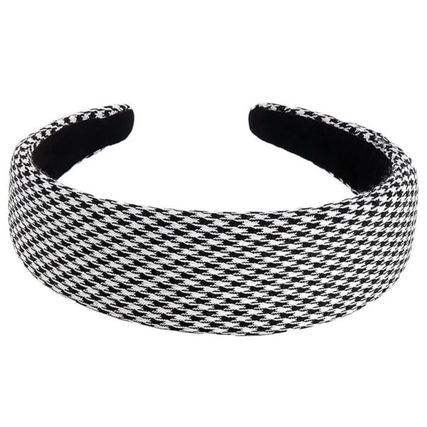Hårband - AVIZAR - Houndstooth - Jacquardtyg - Vit / Svart - Elegant Komfort