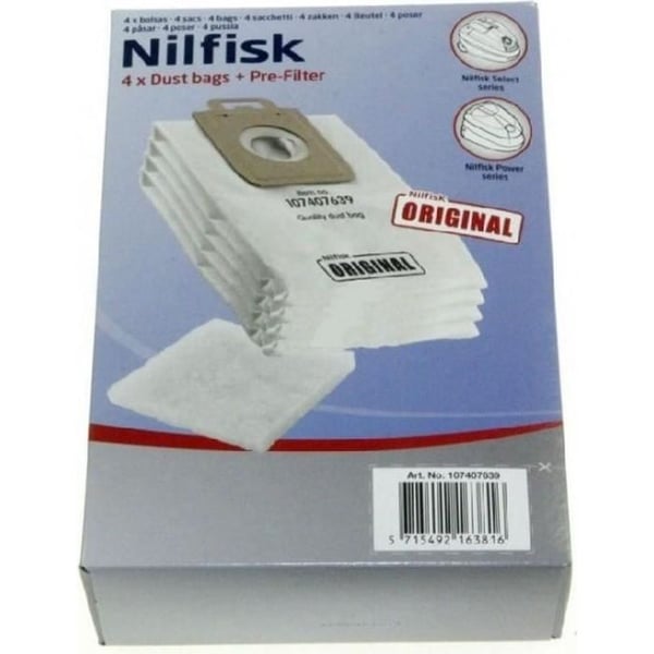 Säck för dammsugare - Nilfisk - X4 - Mikrofiber - Pappersfilter - 4 påsar inkluderade