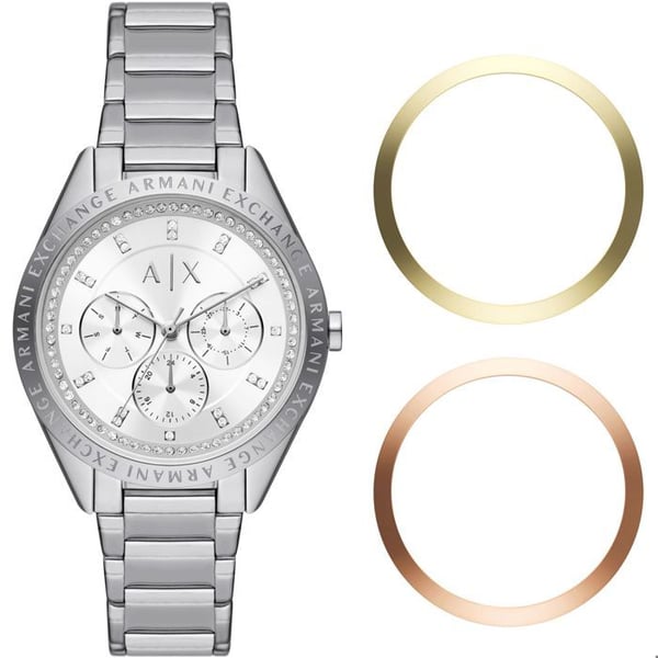 Armani Exchange Damklocka - AX7142SET i grått rostfritt stål - 5 ATM vattentät - Utbytbart armband