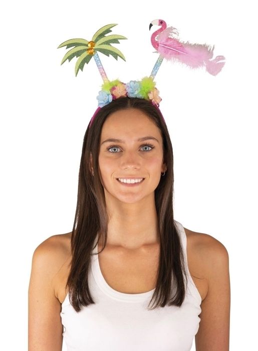 Hårband - LILLA CLOWN - re45964 - Flamingo och palm - Rosa - Plast täckt med blommor