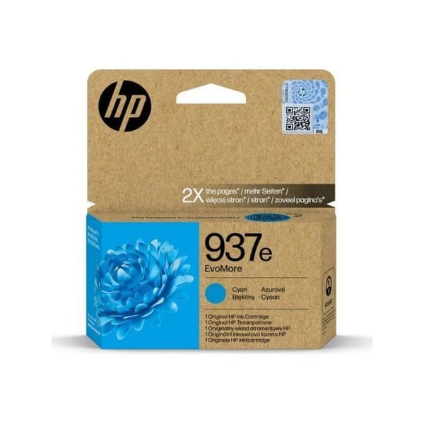 Original HP 937e EvoMore Cyan blækpatron